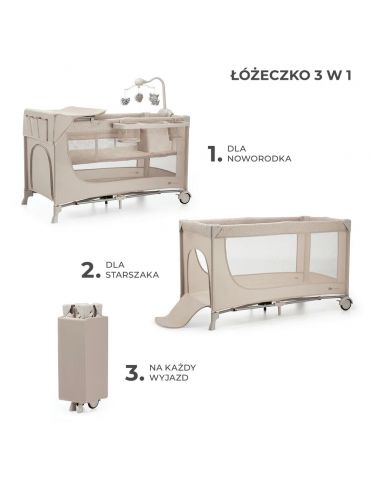 Kinderkraft Łóżeczko turystyczne  Joy 2 z akcesoriami beżowe Kinderkraft Łóżeczko turystyczne  Joy 2 z akcesoriami beżowe
