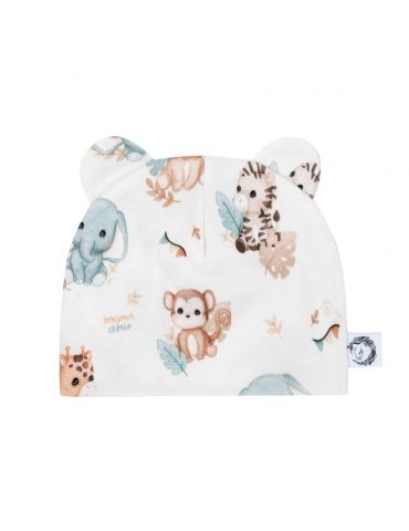Bonjour Cherie Czapeczka niemowlęca bawełna organiczna Safari