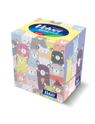 Velvet Chusteczki higieniczne w pudełku Cube 56szt mix kolorów