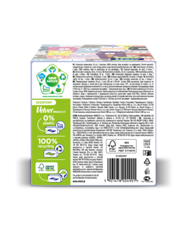 Velvet Chusteczki higieniczne w pudełku Cube 56szt mix kolorów