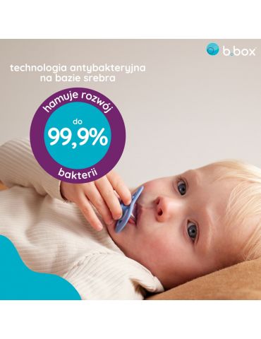 B.Box Smoczek silikonowy symetryczny 6m+ niebieski/błękit