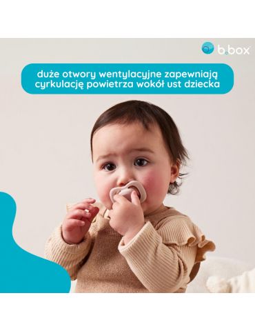 B.Box Smoczek silikonowy symetryczny 6m+ róż/latte