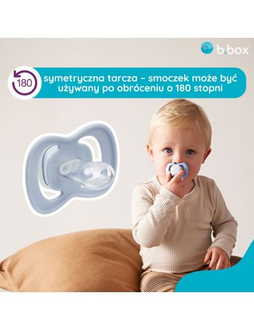 B.Box Smoczek silikonowy symetryczny 6m+ glow in the dark błękit/szałwia