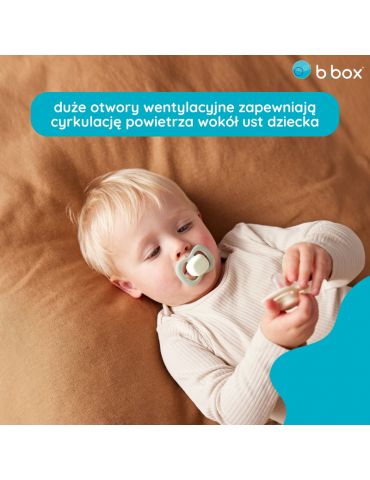 B.Box Smoczek silikonowy symetryczny 6m+ glow in the dark błękit/szałwia