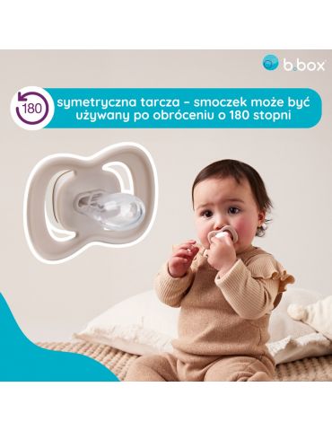 B.Box Smoczek silikonowy symetryczny 6m+ glow in the dark róż/latte