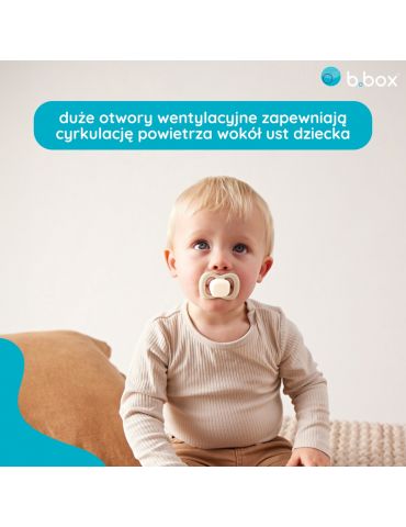 B.Box Smoczek silikonowy symetryczny 6m+ glow in the dark róż/latte