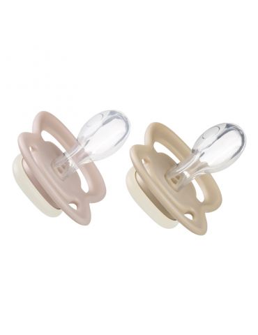 B.Box Smoczek silikonowy symetryczny 6m+ glow in the dark róż/latte