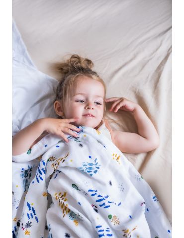 Poofi Pieluszka bambusowa Ocean 73/73 Ławice rybek