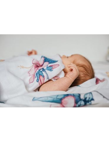 Poofi Pieluszka bambusowa Tropical 73/73 Hibiskusy