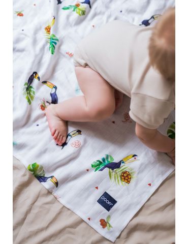 Poofi Pieluszka bambusowa Tropical 73/73 Tukany