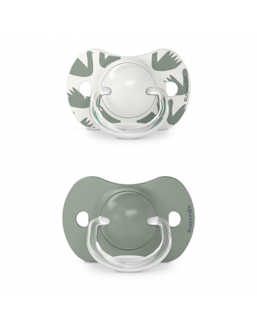 Suavinex smoczek fizjologiczny silikonowy Sx Pro Walk in the park 6-18m+ 2 szt. oliwkowy
