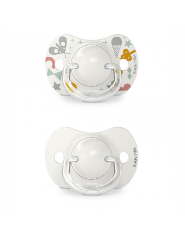Suavinex smoczek fizjologiczny silikonowy Sx Pro Walk in the park 0-6m+ 2 szt. szary