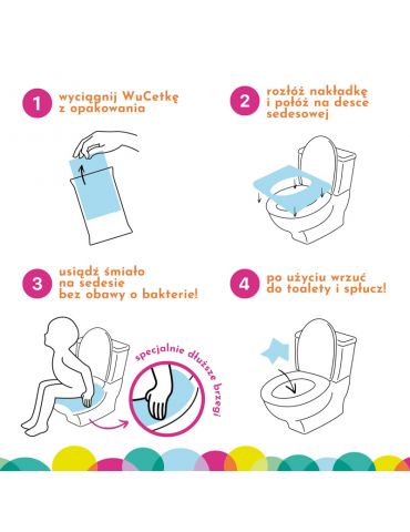 WuCetki Jednorazowe papierowe nakładki na toaletę dla dzieci i dorosłych 10 szt. WuCetki Jednorazowe papierowe nakładki na toaletę dla dzieci i dorosłych 10 szt.