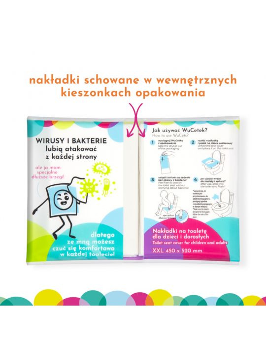 WuCetki Jednorazowe papierowe nakładki na toaletę dla dzieci i dorosłych 10 szt.