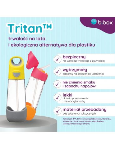 B.Box Butelka tritanowa sportowa 600ml Stawberry shake