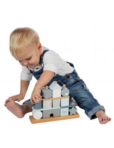 Label label Klocki drewniane Domek niebieski