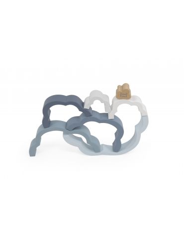 Label label Puzzle drewniane Tęczowa chmurka niebieska