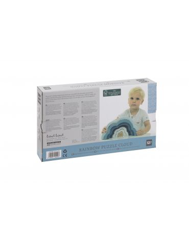 Label label Puzzle drewniane Tęczowa chmurka niebieska