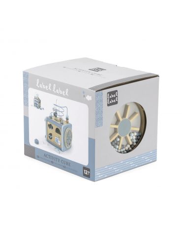 Label label Kostka drewniana interaktywna niebieska