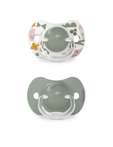 Suavinex smoczek fizjologiczny silikonowy Sx Pro Walk in the park 18m+ 2 szt. oliwkowy