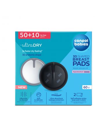Canpol babies Oddychające ultrachłonne Wkładki laktacyjne 3D 60 szt. czarne