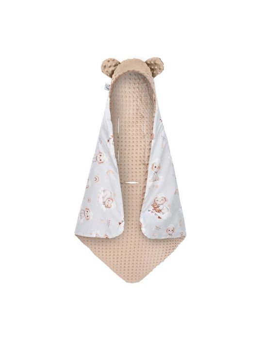 Bonjour Cherie Kocyk bawełniany do fotelika samochodowego 90/90 Owieczki minky Beige