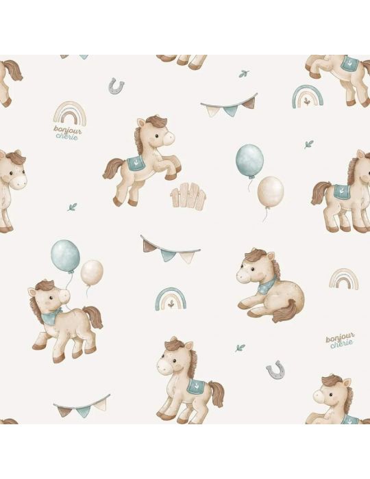 Bonjour Cherie Kocyk bawełniany do fotelika samochodowego 90/90 Koniki minky Beige
