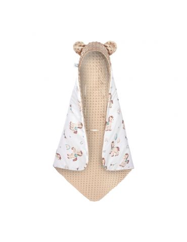 Bonjour Cherie Kocyk bawełniany do fotelika samochodowego 90/90 Koniki minky Beige Bonjour Cherie Kocyk bawełniany do fotelika samochodowego 90/90 Koniki minky Beige