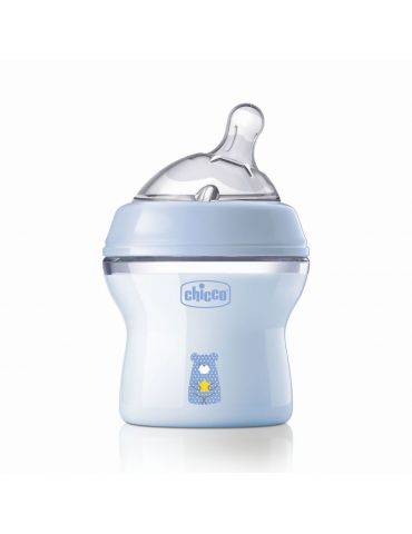Chicco Butelka plastikowa Natural Feeling 150ml BLUE smoczek silikon 0m+