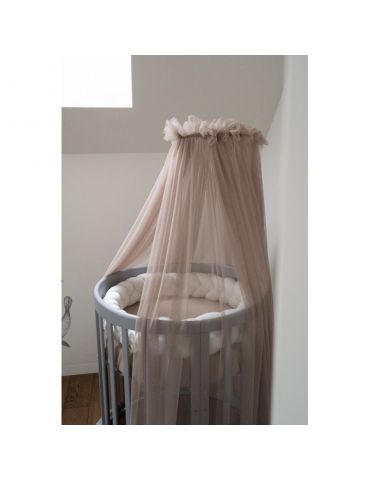 Waldin Baldachim tiulowy do łóżeczka + stelaż na baldachim Taupe