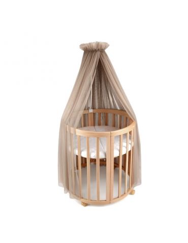 Waldin Baldachim tiulowy do łóżeczka + stelaż na baldachim Taupe