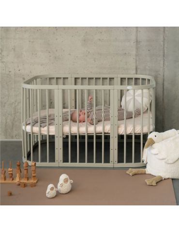 Waldin Łóżeczko drewniane 7w1 z materacem Oliwkowe