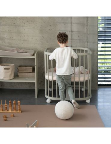 Waldin Łóżeczko drewniane 7w1 z materacem Oliwkowe