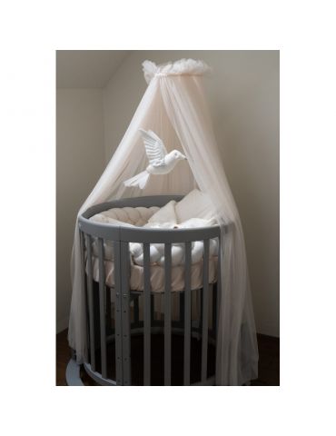 Waldin Baldachim tiulowy do łóżeczka + stelaż na baldachim Champagne