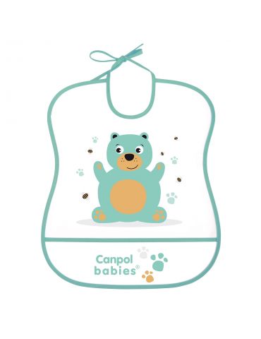Canpol babies Śliniak miękki zmywalny Cute animals Miś zielony
