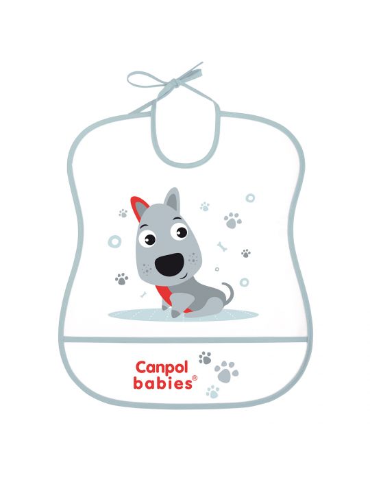 Canpol babies Śliniak miękki zmywalny Cute animals Piesek szary
