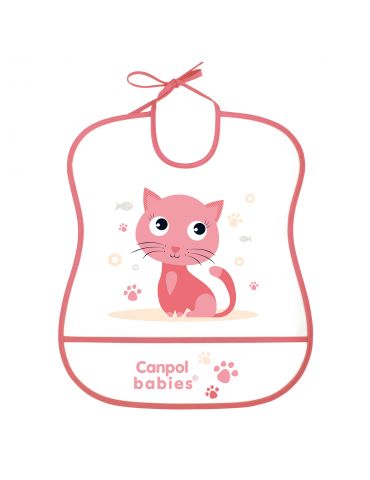 Canpol babies Śliniak miękki zmywalny Cute animals Kotek różowy
