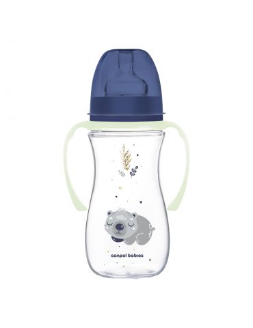 Canpol Babies Butelka antykolkowa ze świecącymi uchwytami EasyStart Sleepy Koala 300ml niebieski