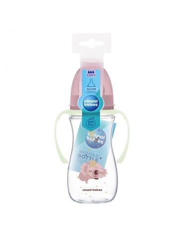 Canpol Babies Butelka antykolkowa ze świecącymi uchwytami EasyStart Sleepy Koala 300ml różowy