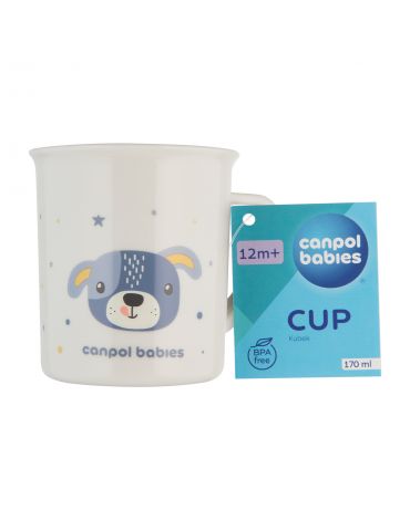 Canpol Babies Kubek plastikowy z uchem dla dziecka 170ml Cute Animal niebieski