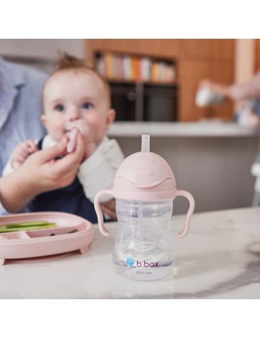 B.Box Bidon ze słomką 240ml Różowy jasny