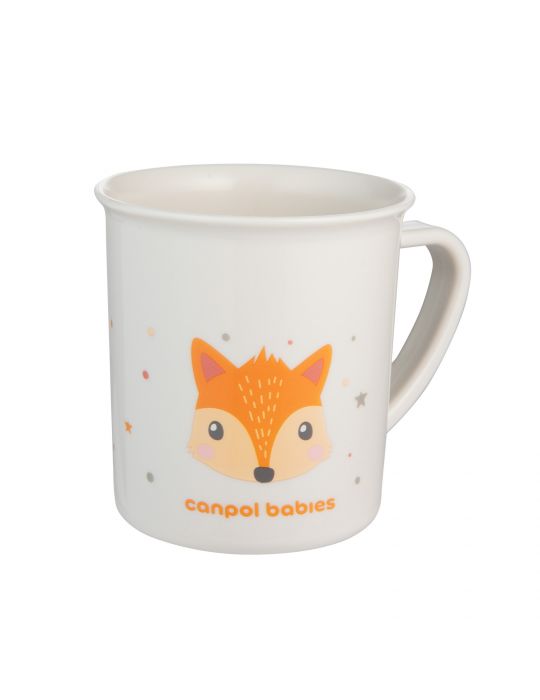 Canpol Babies Kubek plastikowy z uchem dla dziecka 170ml Cute Animal pomarańczowy