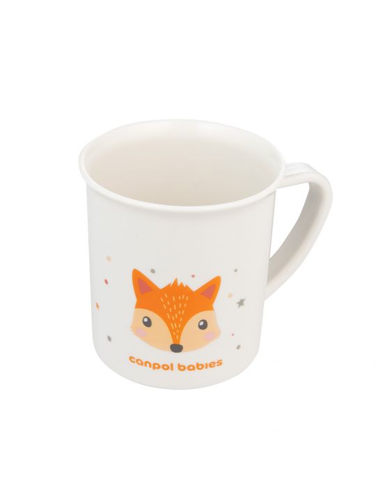 Canpol Babies Kubek plastikowy z uchem dla dziecka 170ml Cute Animal pomarańczowy