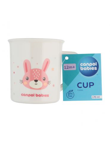Canpol Babies Kubek plastikowy z uchem dla dziecka 170ml Cute Animal różowy