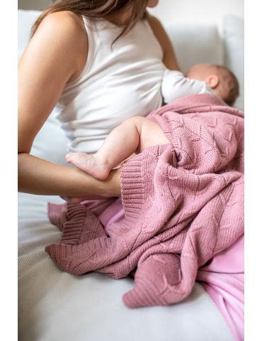 Poofi Kocyk merino Malmo różany