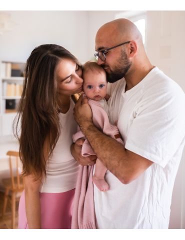 Poofi Kocyk merino Kyoto delikatny róż Poofi Kocyk merino Kyoto delikatny róż