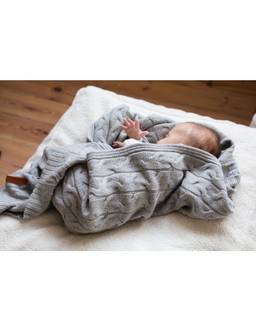 Poofi Kocyk merino Arendelle jasny szary