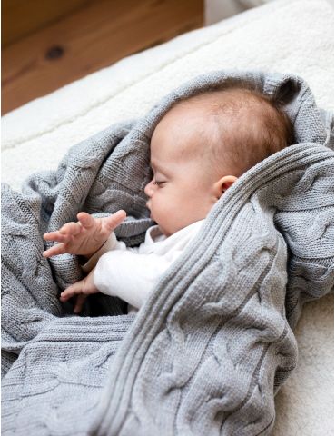 Poofi Kocyk merino Arendelle jasny szary