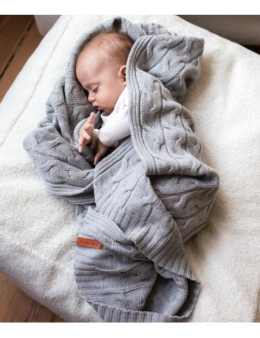 Poofi Kocyk merino Arendelle jasny szary