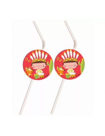 Słomki urodzinowe Indianin 6 szt. Godan